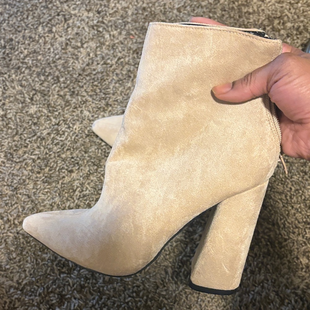 Fashion Nova Beige Heeled Boots